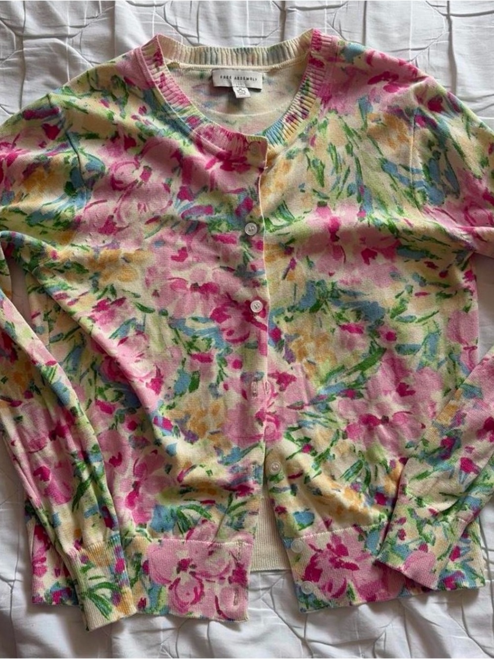 Floral Crewneck Cardigan - Pink Multi